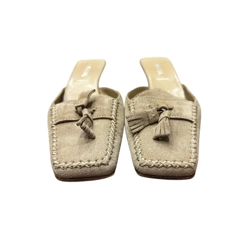 Prada beige suede tassel mules, women’s EURO size 37, US size 7 - Picture 2 of 9